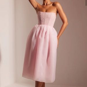 PINK EMBELLISHED TULLE CORSET DRESS